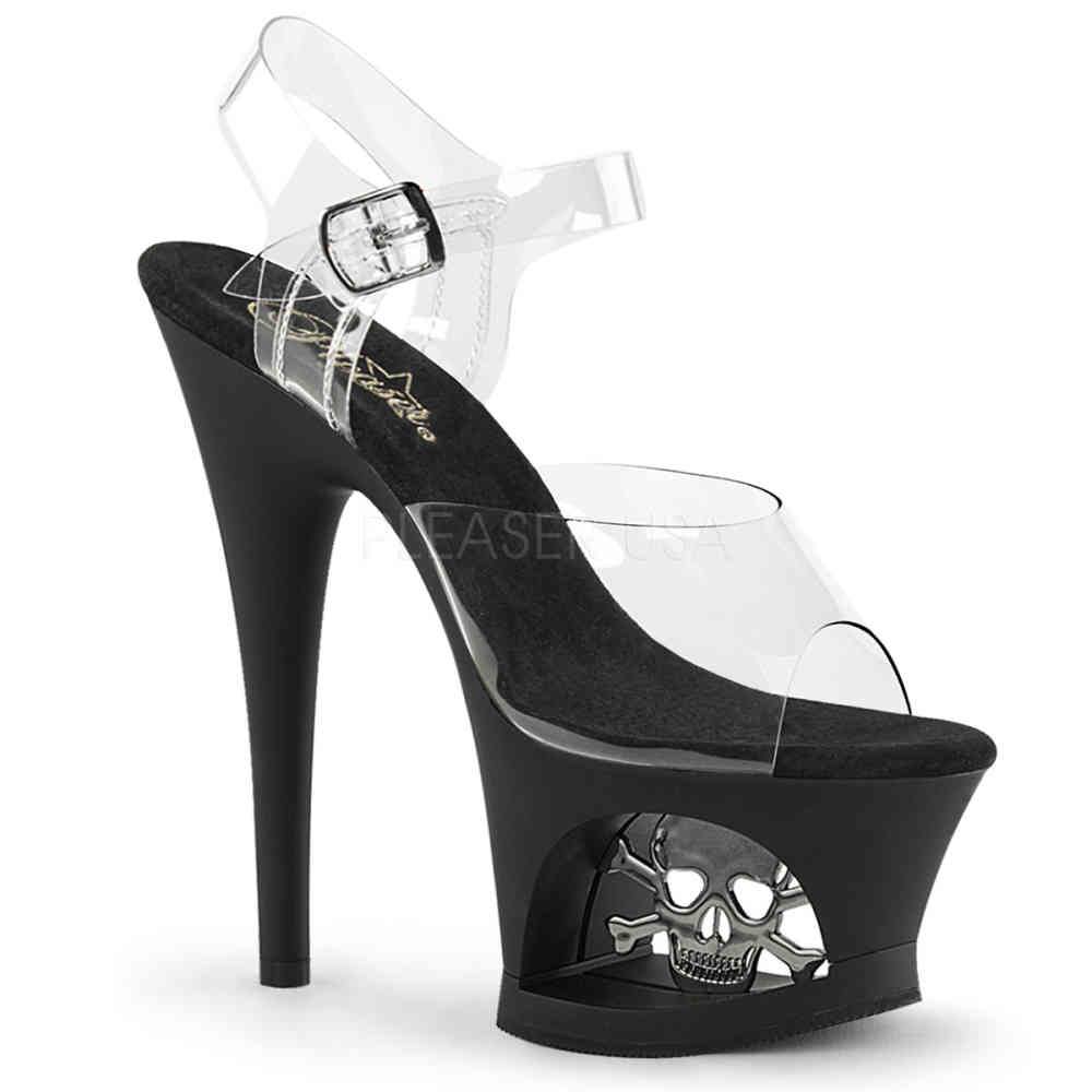 Pleaser - MOON708SK Ankle strap sandal, Pole dance shoes - Pole dance shoes - Black/Transparent Product image